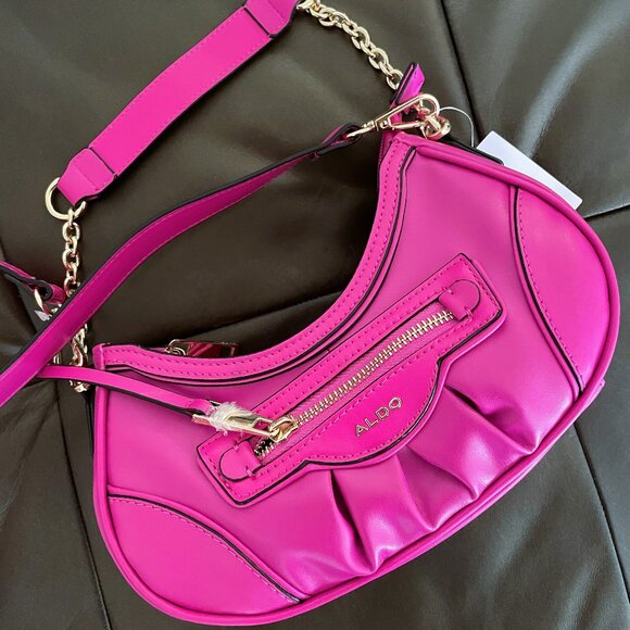 Vintage ALDO Crossbody Shoulder Purse, Gorgeous Fuchsia & Gold. - Picture 1 of 13
